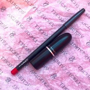 Gently used Mac ruby woo lipstick and lip liner bundle. 💕